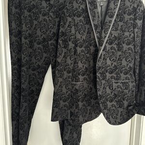 INC International Concepts Black Tuxedo with Elegant Brocade Pattern